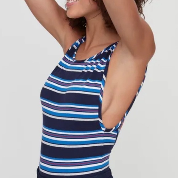 TNA Blue Red Striped Bodysuit Size Medium - Picture 6 of 6